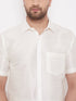 Men's Cream Silk Blend Ethnic Shirt